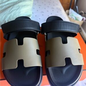 Hermes Black and olive chypre Sandals size 12 USA men